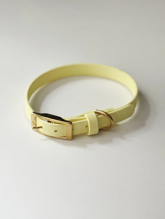 Obroża z Biothane z klamrą, Pastelowy żółty, 16 mm, 31 cm - 37 cm
